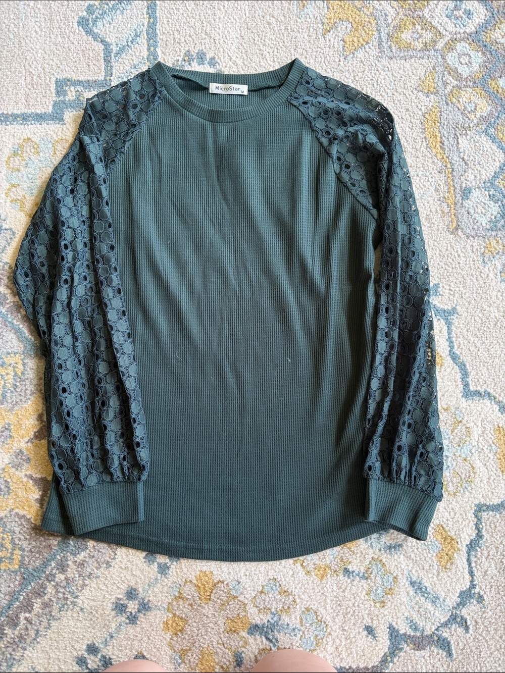Green Lace Sleeve Top